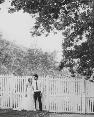 Black and white outdoor portrait