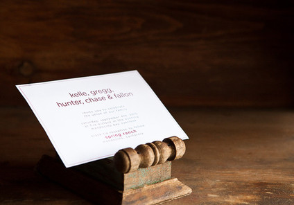 Minimal white and plum invitations