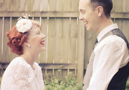 Vintage bride and groom portrait