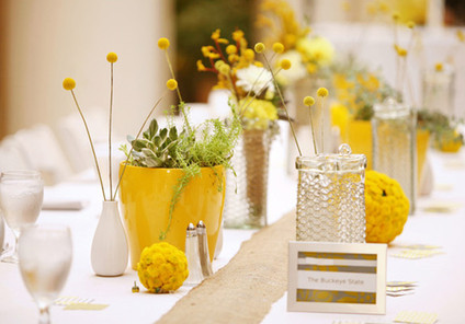 Yellow themed reception decor