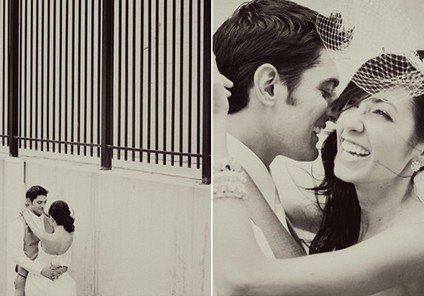 Cute candid black and white couple portrait