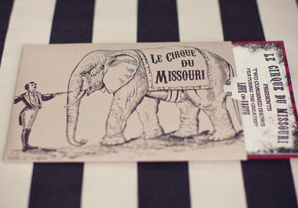 Whimsical world circus invitation envelope