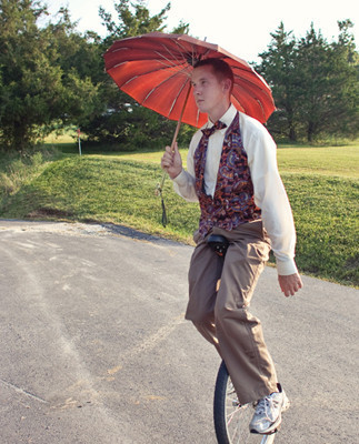 Whimsical world circus unicycler