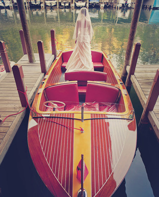 Lake-front bridal dress detail