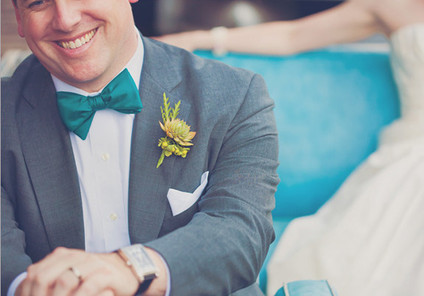 Lake-front grooms' bow tie detial