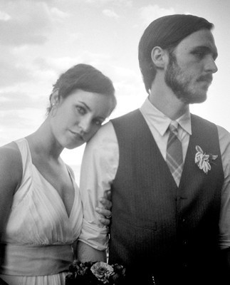 Serene black and white portrait