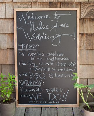 Chalkboard wedding weekend schedule
