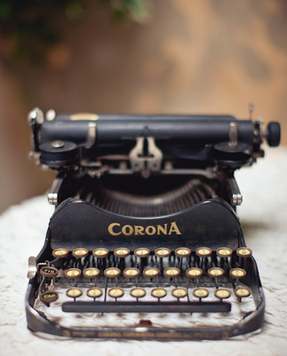 Vintage black typewriter reception decoration