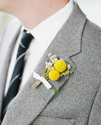 Yellow Billy Ball Boutonniere