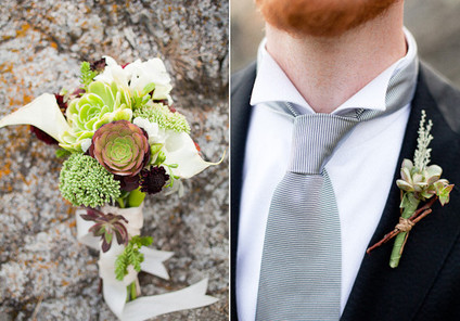 Green succulent boutineer