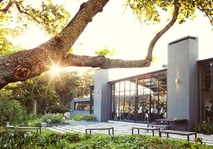 Outside the beautiful glass reception venue