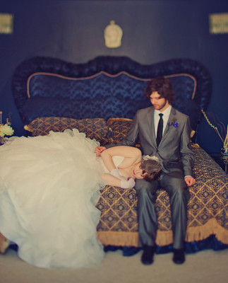 Vintage bed and couple