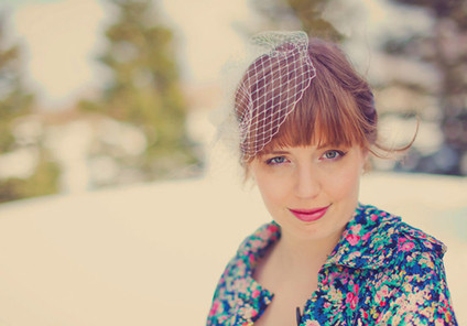 Detailed multi-colored jacket for winter bride