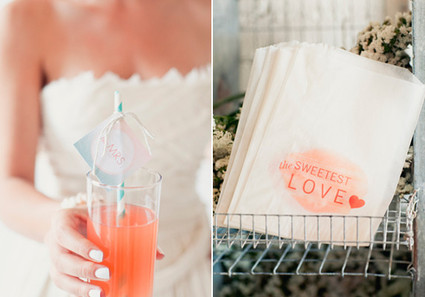 Orange stamped dessert bags and drink
