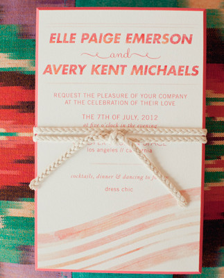 Simple orange invitation tied with string