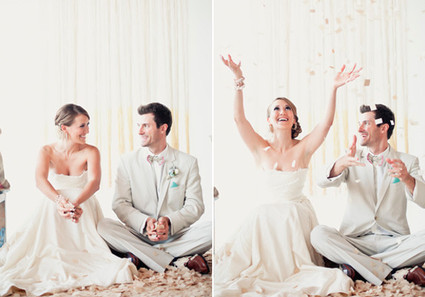 Confetti groom and bride portraits