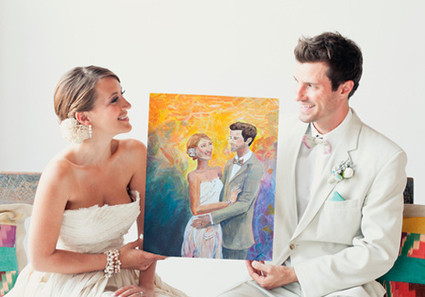 Artistic groom and bride painting