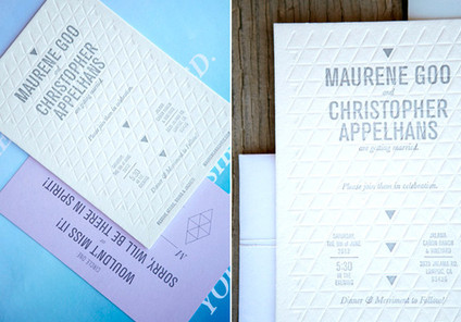 Modern letterpress wedding invite