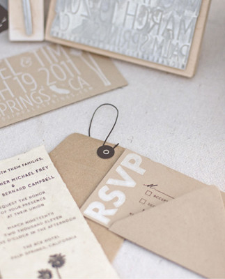 White on craft wedding invites