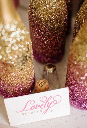 Sparkle champagne bottles