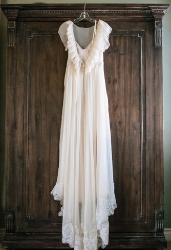 Bohemian ruffled wedding dress