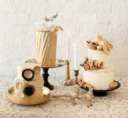 Gold and white cakes