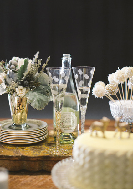 White Polka Dot Champagne Flutes