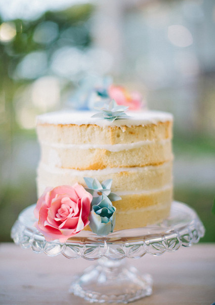 Pink and Blue Flower Cake