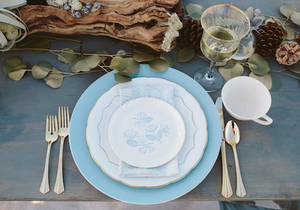 Blue and Gold Table Setting