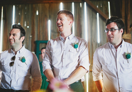 Teal Fabric Flower Boutonniere Inspiration