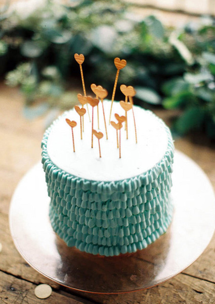 Aqua Ruffle Heart Cake