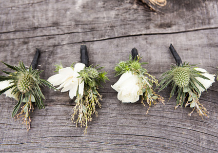 ivory and green boutonnieres Inspiration