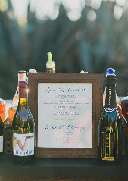 Turquoise and Yellow Cocktail Menu