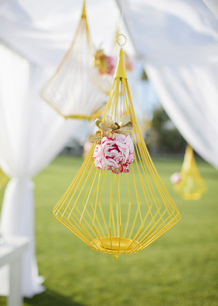 Yellow Geometric Hanging Votive Holders