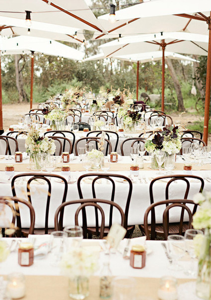 Brentwood Chairs under White Umbrellas Reception