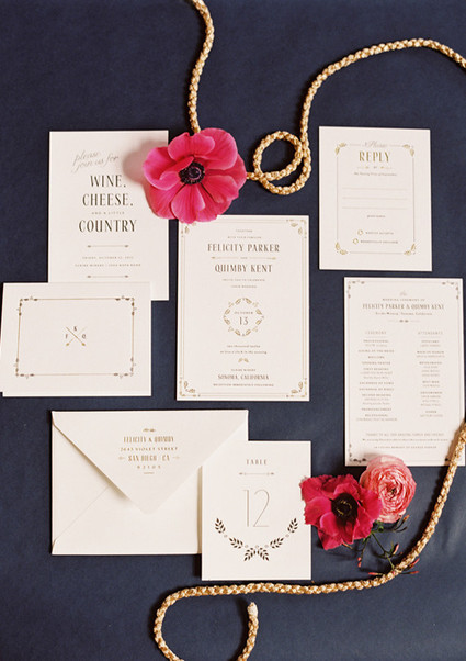 Vintage Classic Navy and White Wedding Invitations