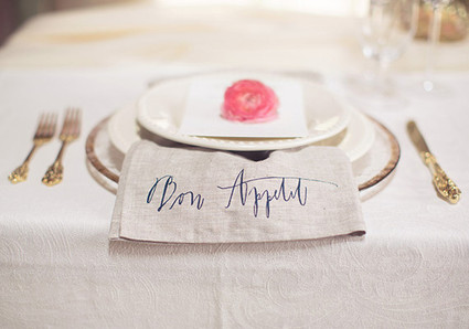 Calligraphed Natural Napkins