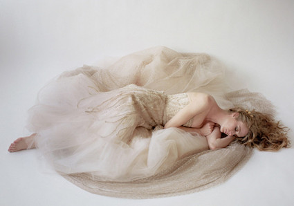 beaded chiffon champagne wedding dress