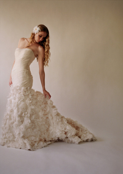 Ruffled Mermaid Strapless Gown