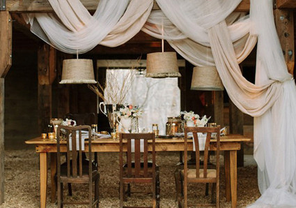 winter draped fabric reception