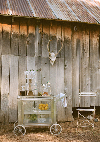 Rustic Indie Wooden Bar Cart