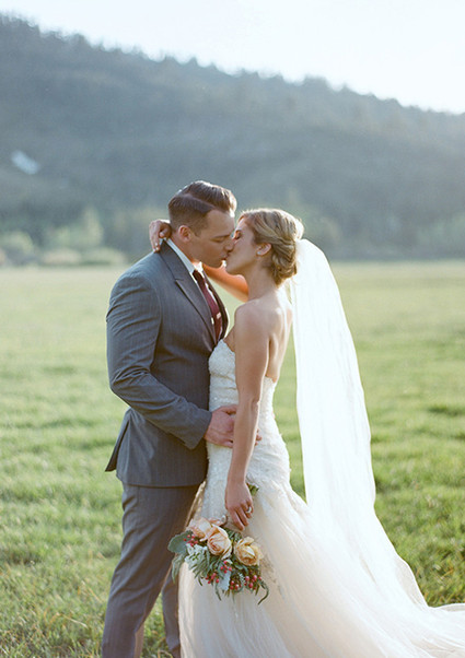 Vera Wang Gown and Gray Hugo Boss Suit