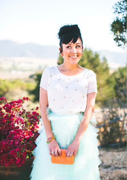 Tiered Tulle Skirt with Jeweled White Blouse