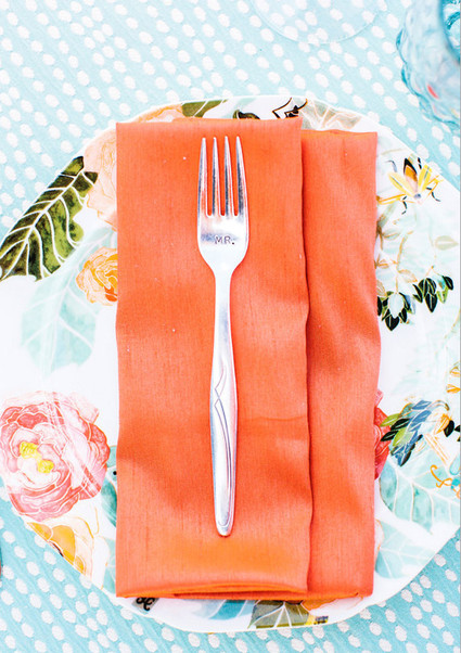 Orange Napkin on Floral Anthropologie Plate
