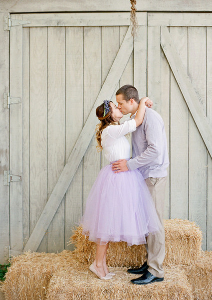 Purple Tulle Skirt and Kissing on the Hay