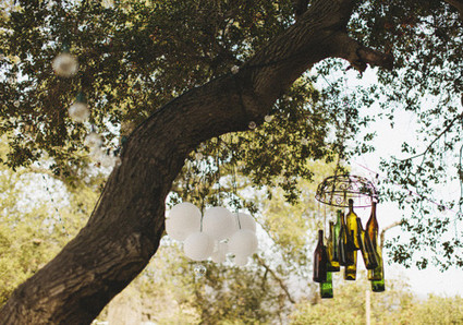 Hanging DIY Colored Bottle Chandelier