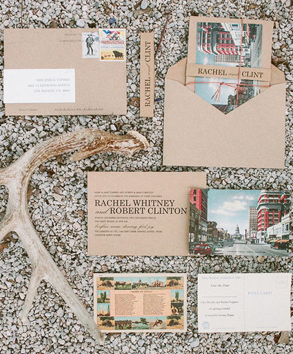 Vintage Austin Wedding Invitation