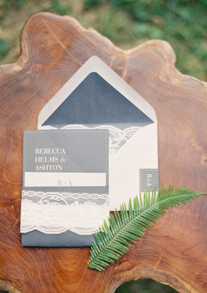 Blue and white wedding invitation