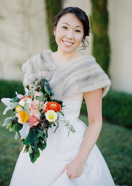 Bride with fur shawl