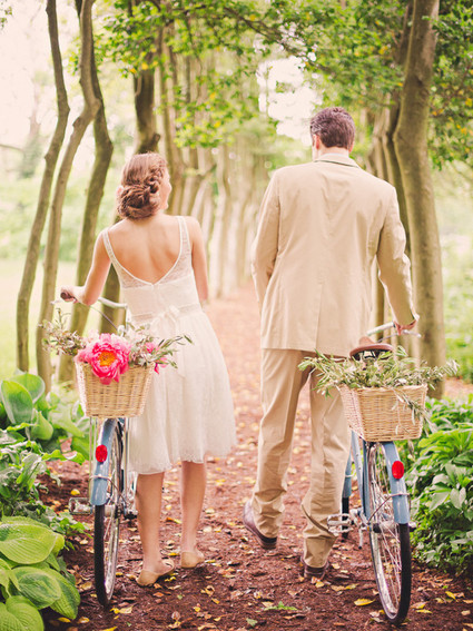 Vintage garden wedding portrait